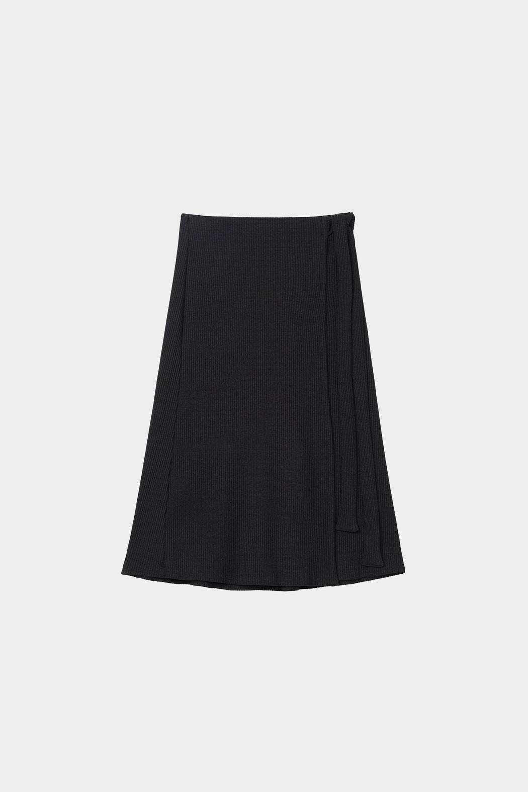 MODAL RIB KNIT WRAP SKIRT | BLACK