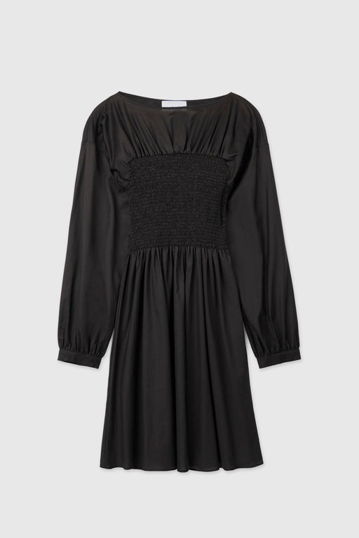 SMOCKED CUPRO DRESS | Black