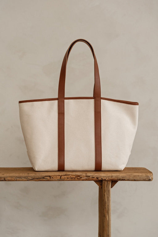 STRUCTURED TOTE BAG | TAN