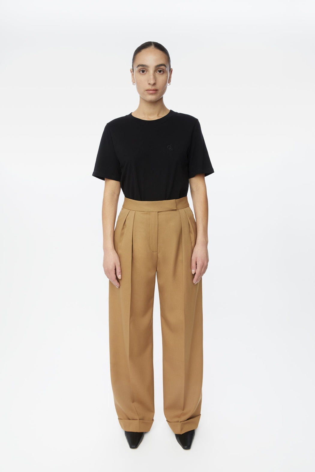 Dāl | WOOL BLEND PLEATED WIDE LEG PANTS | TOFFEE | Hazel & Rose | Minneapolis
