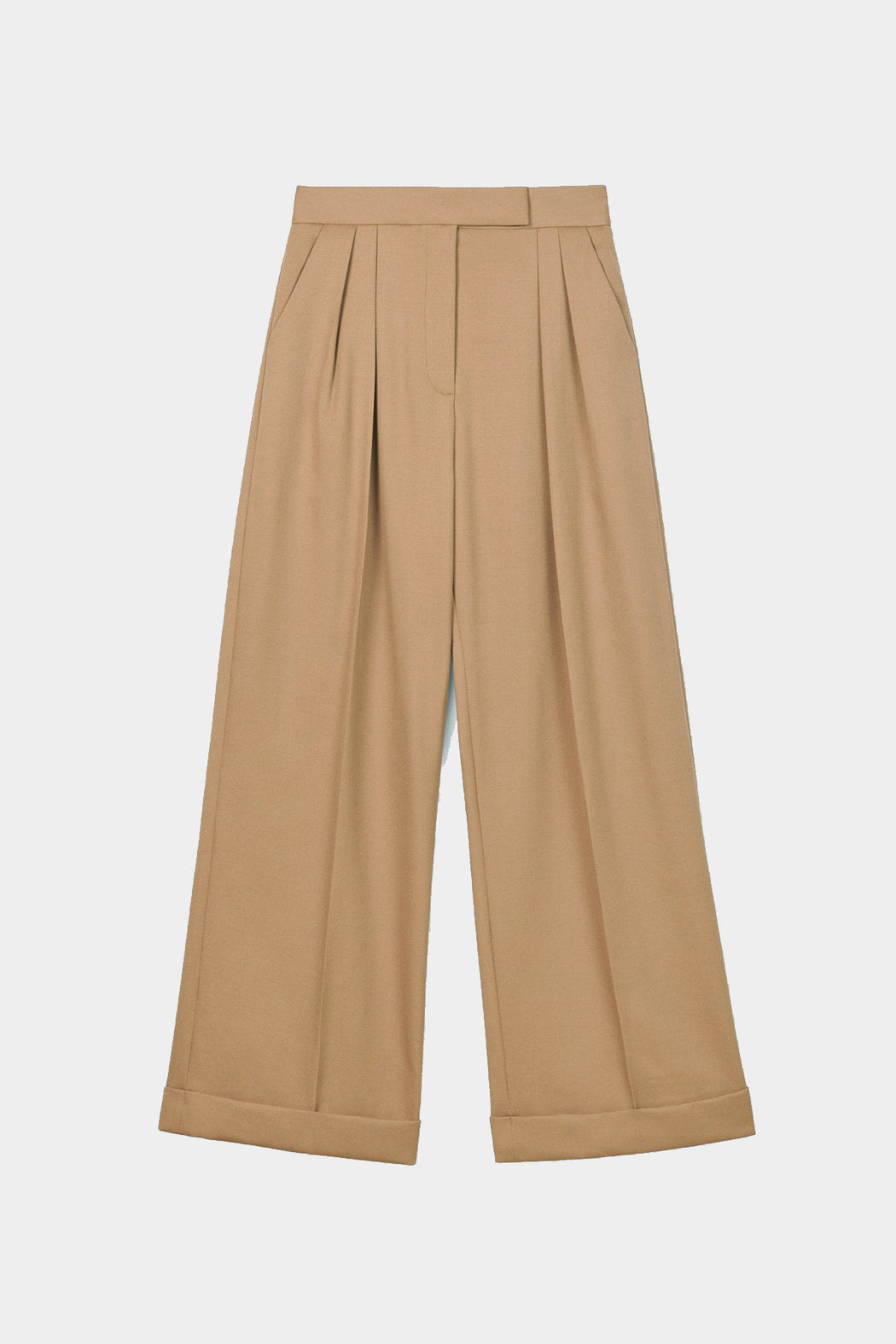 Dāl | WOOL BLEND PLEATED WIDE LEG PANTS | TOFFEE | Hazel & Rose | Minneapolis