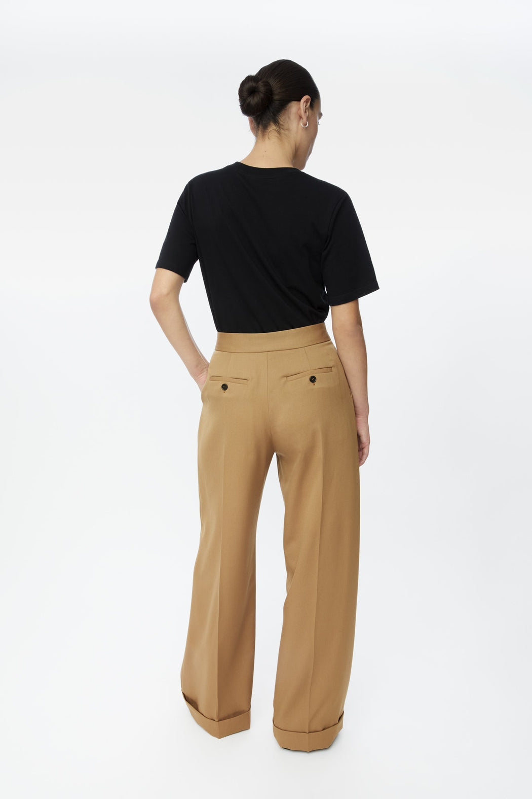 Dāl | WOOL BLEND PLEATED WIDE LEG PANTS | TOFFEE | Hazel & Rose | Minneapolis