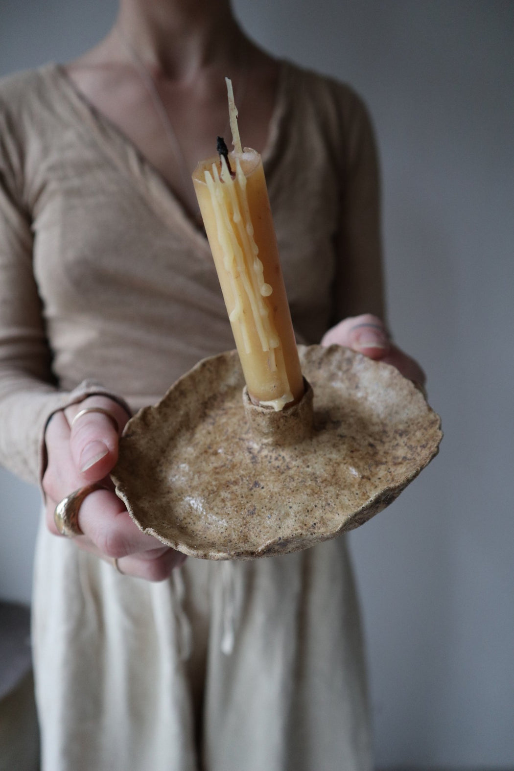 Ancient Buff Sand Candle Holder