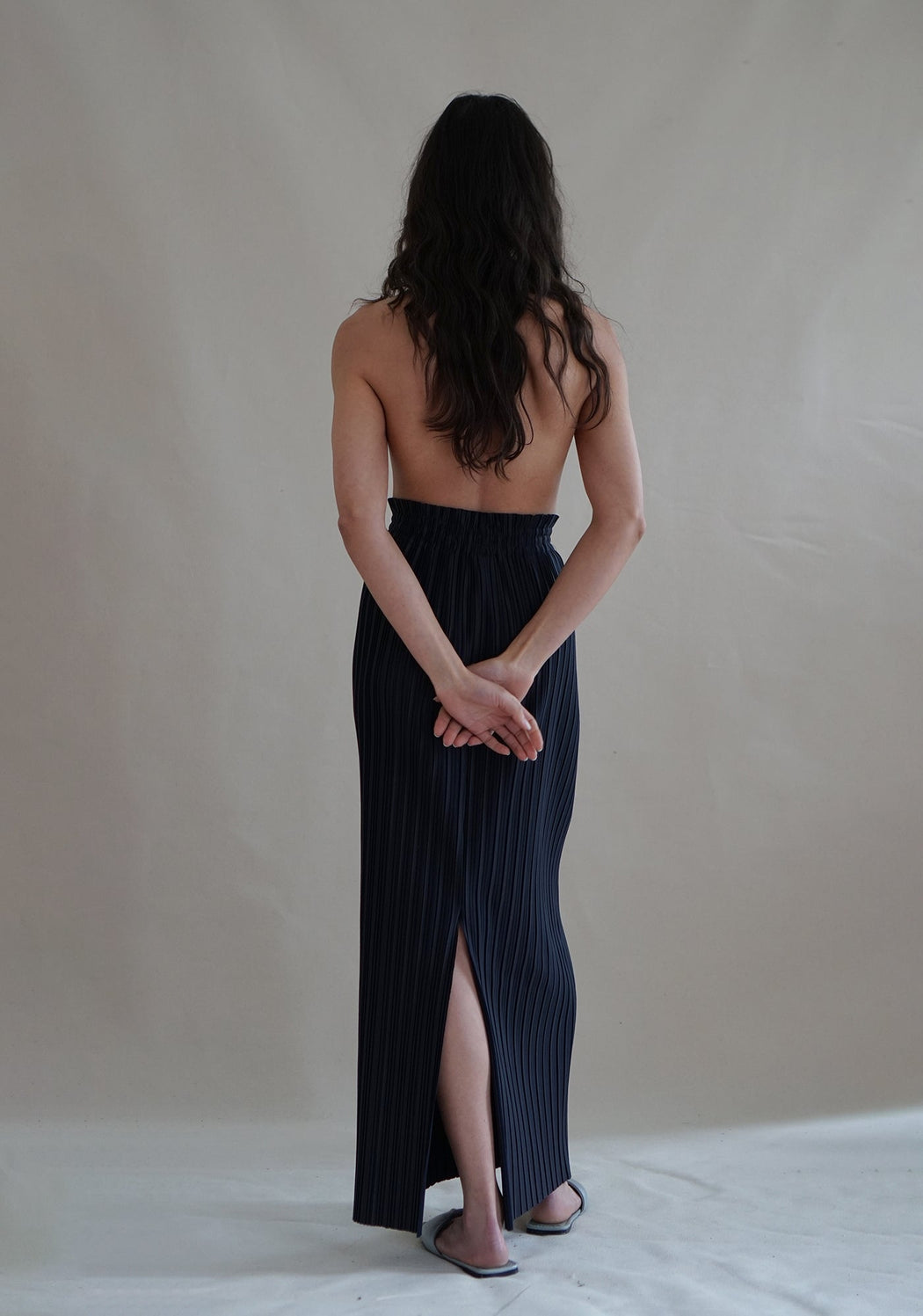 Convertible Pleated Column Skirt/Dress | Navy
