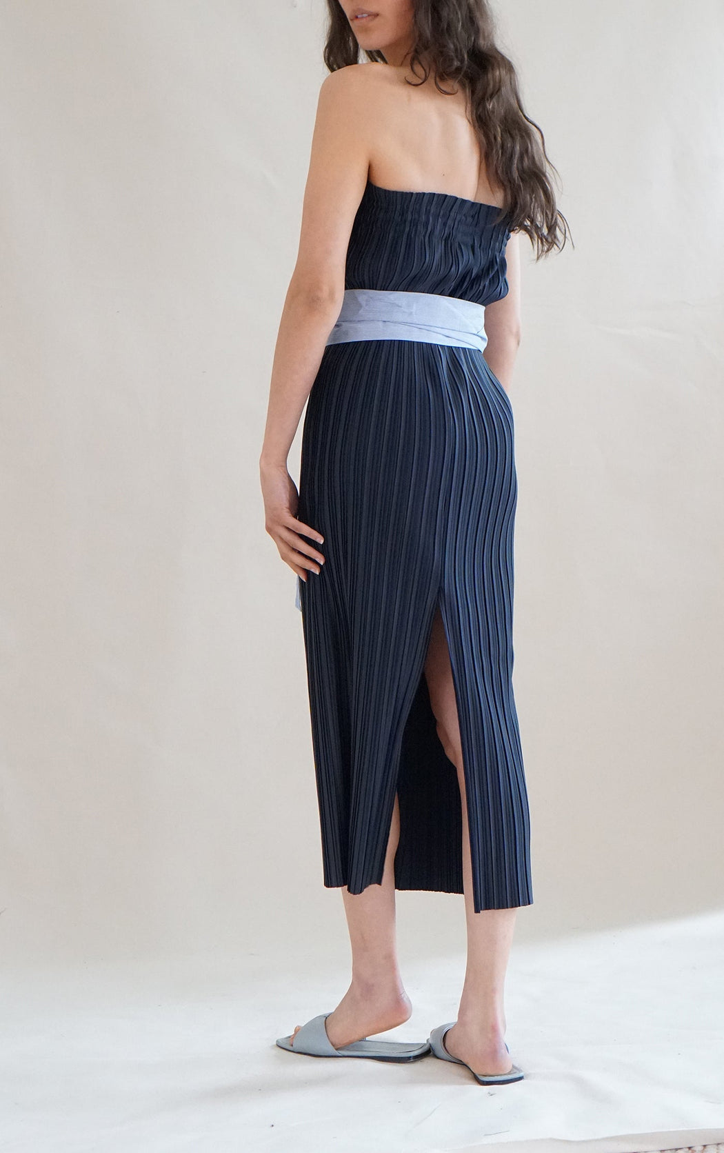 Convertible Pleated Column Skirt/Dress | Navy