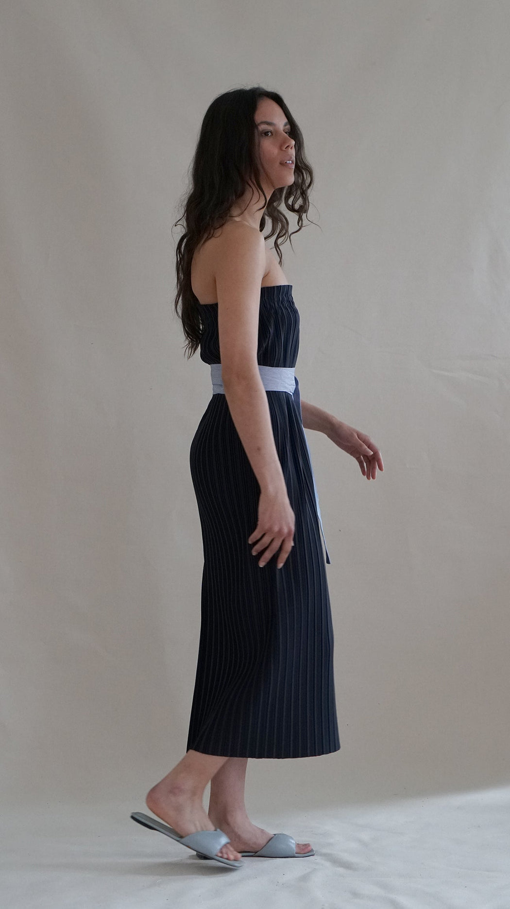 Convertible Pleated Column Skirt/Dress | Navy