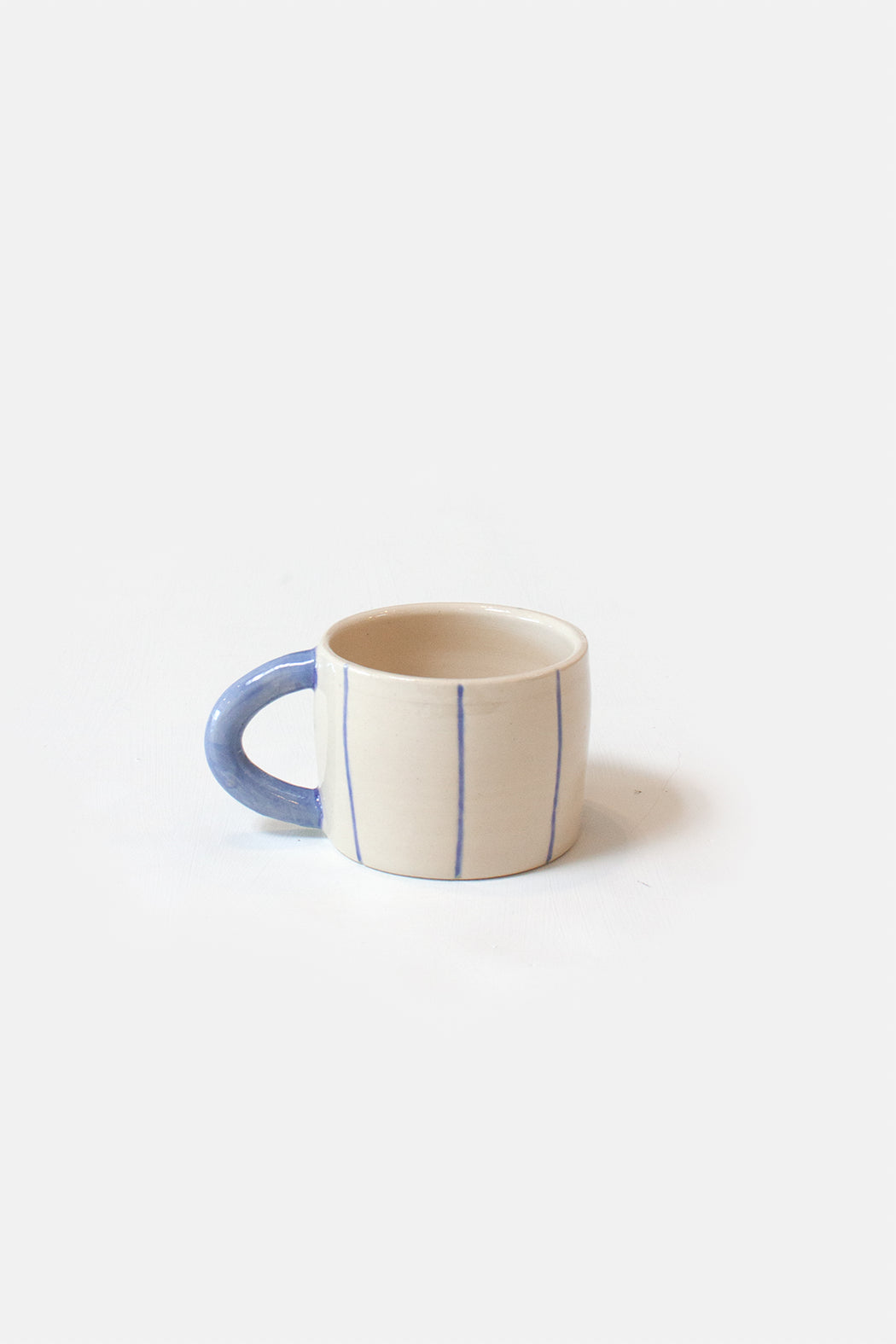Short Ceramic Coffee Mug | Mauve Stripes
