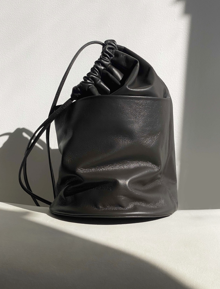 Modern Weaving | Tall Drawstring Slouch Pocket Bucket | Black | Hazel & Rose | Minneapolis