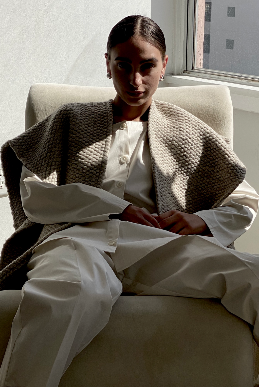 Weaving | Heavy Gauge Handloom Shawl | Grey Melange | Hazel & Rose | Minneapolis
