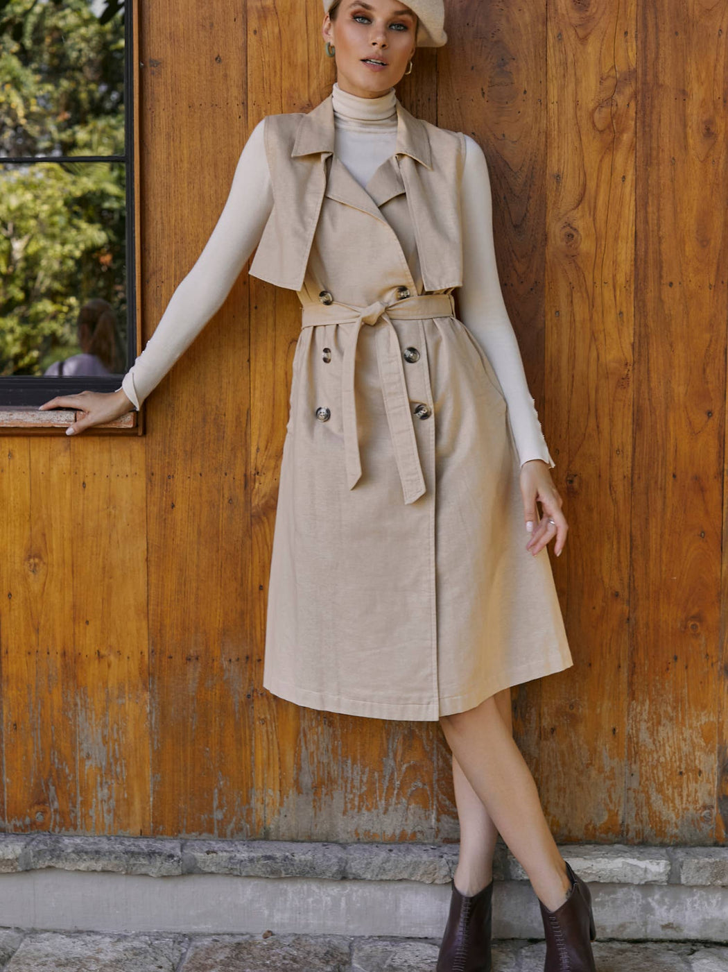 Arden Belted Vest Trench | Weekend Beige