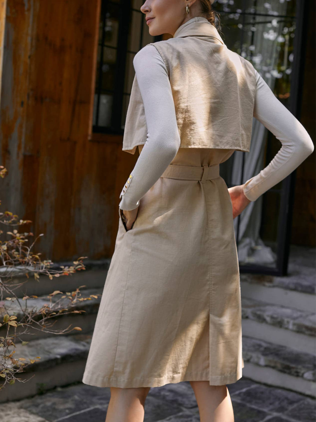 Arden Belted Vest Trench | Weekend Beige