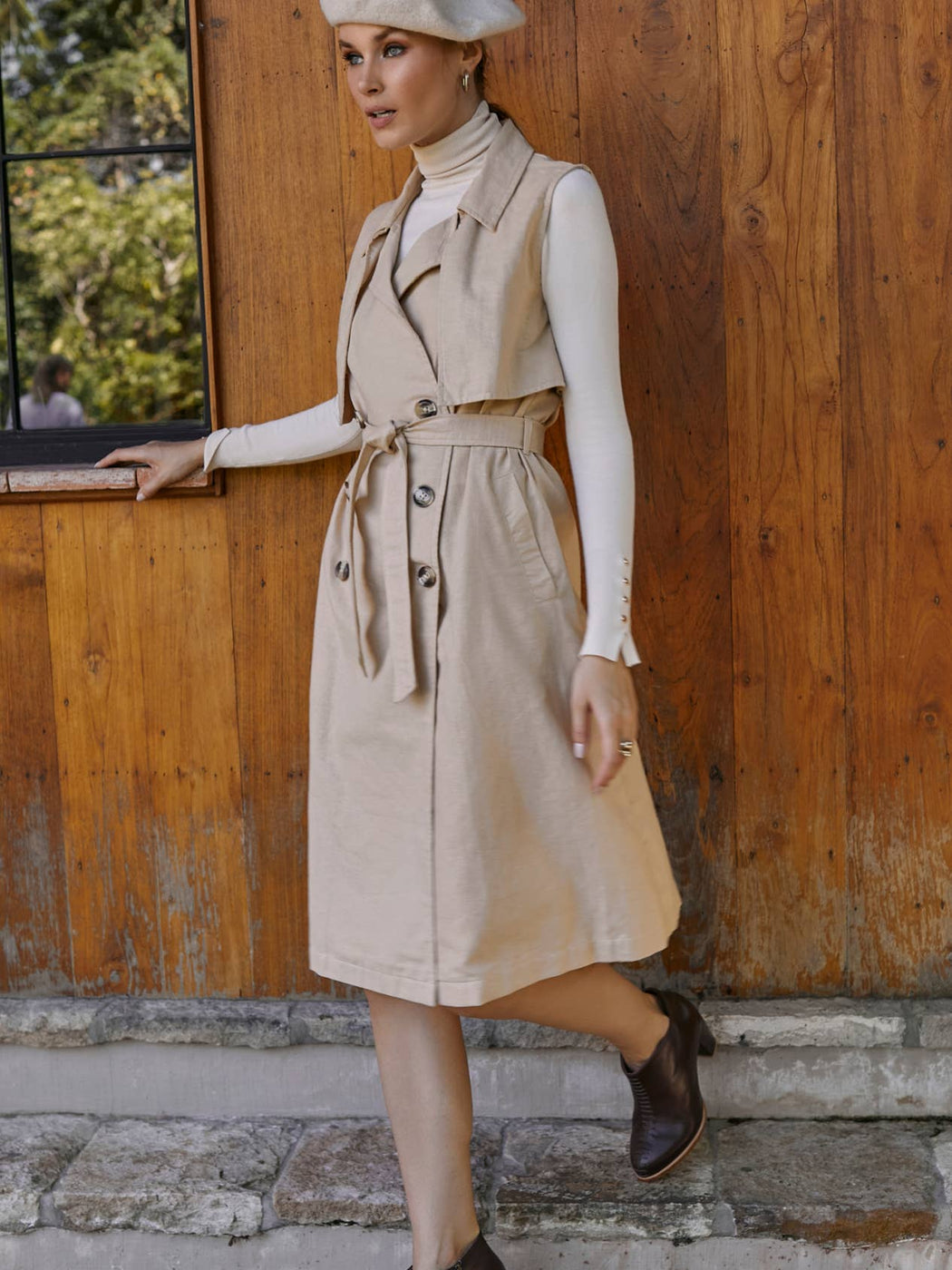 Arden Belted Vest Trench | Weekend Beige