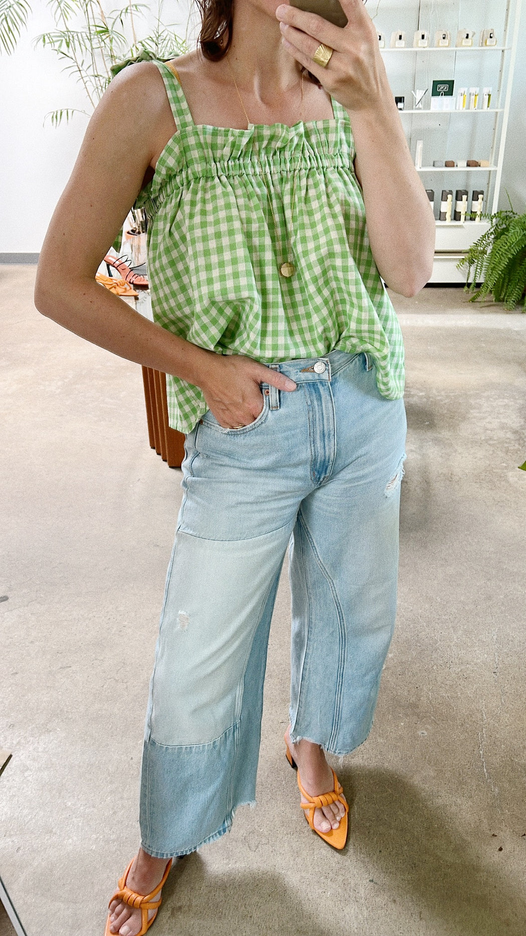 Bertie Tank | Lime Gingham