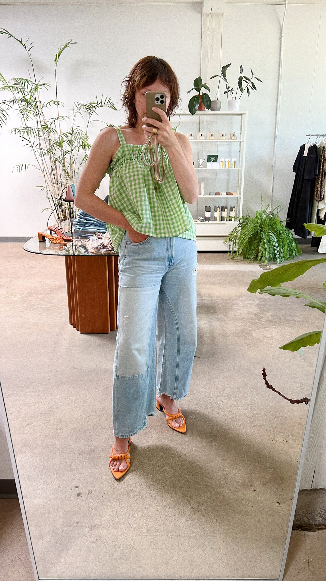 Bertie Tank | Lime Gingham