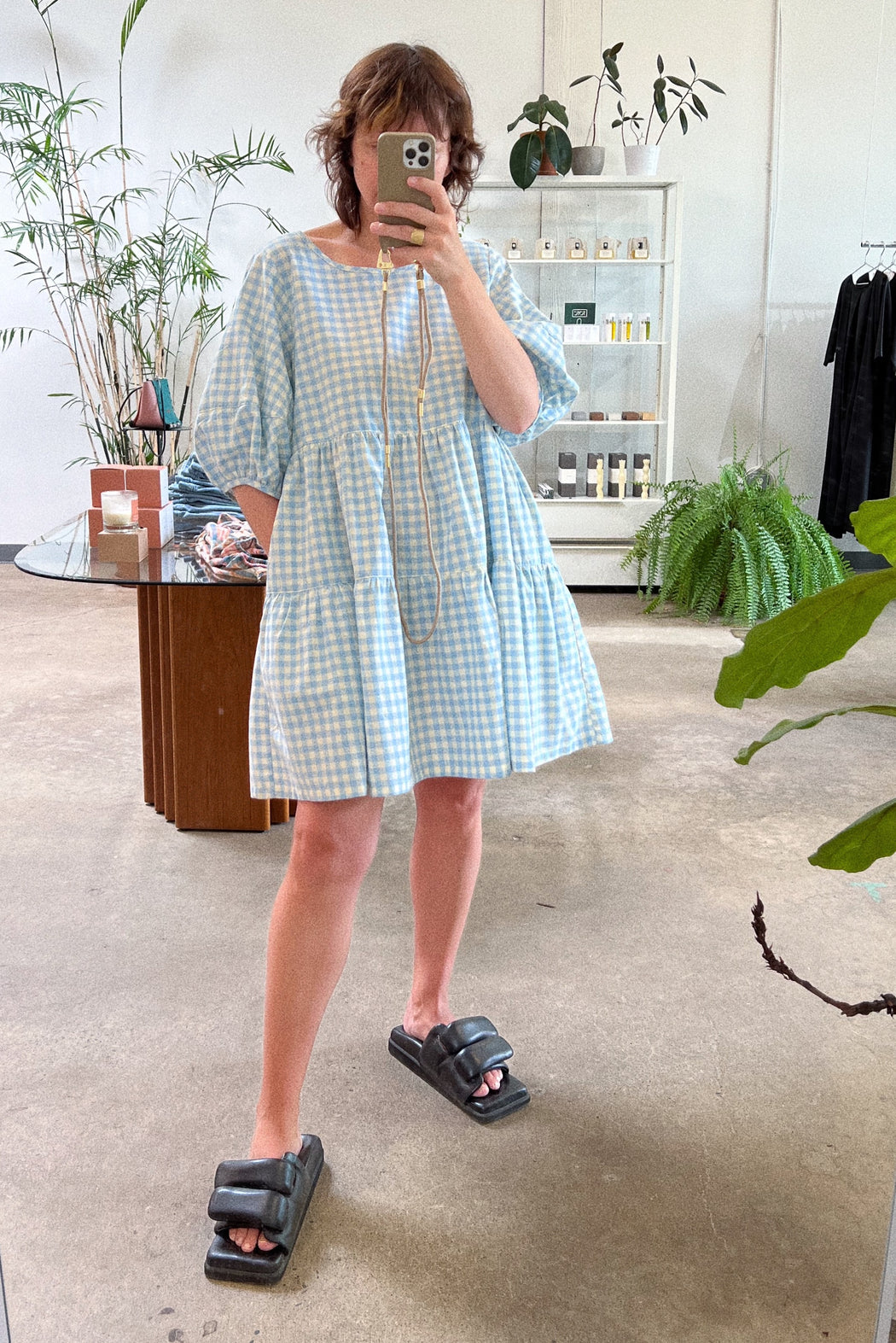 Nati Dress | Butterscotch Sky Gingham