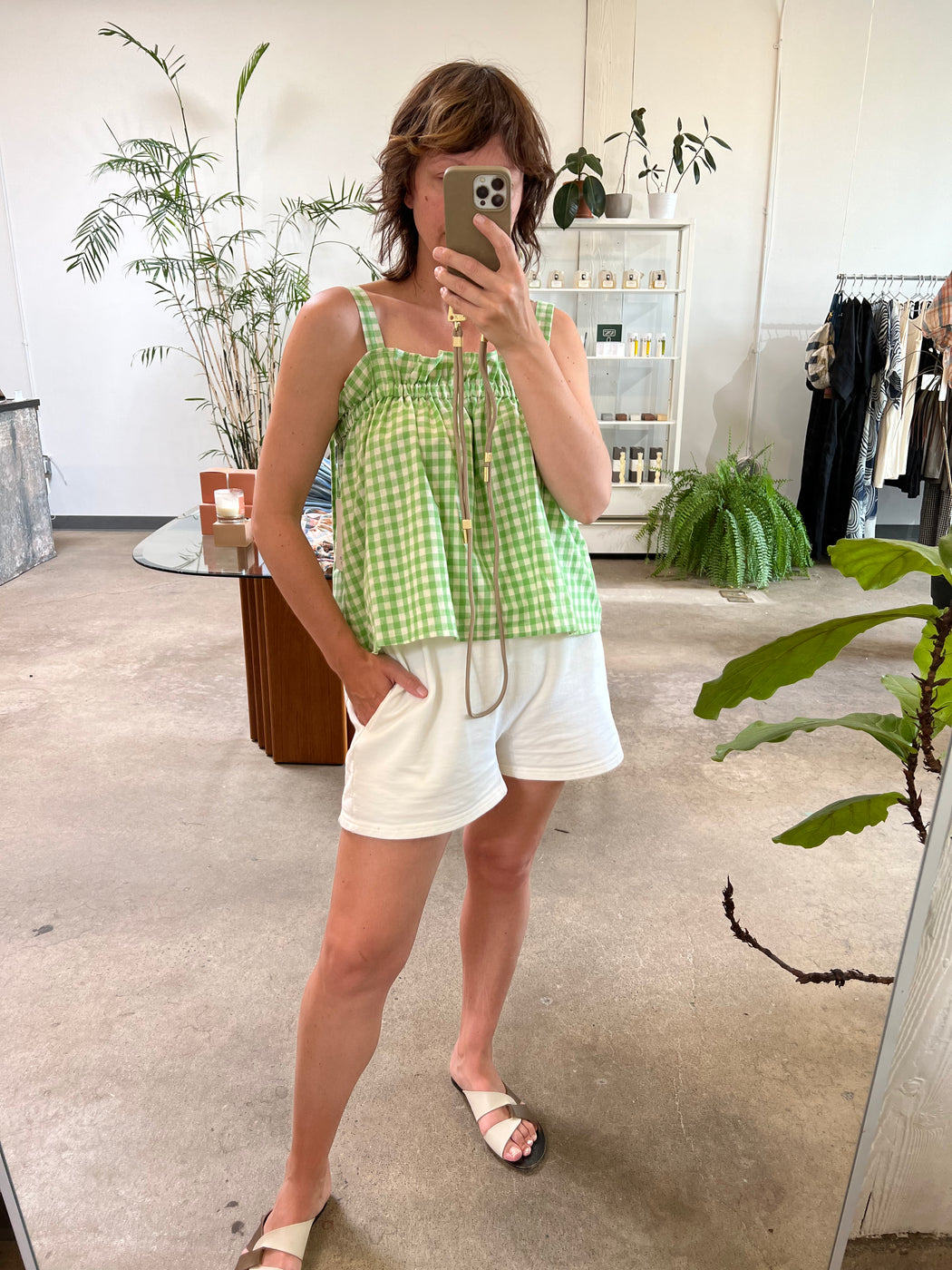 Bertie Tank | Lime Gingham
