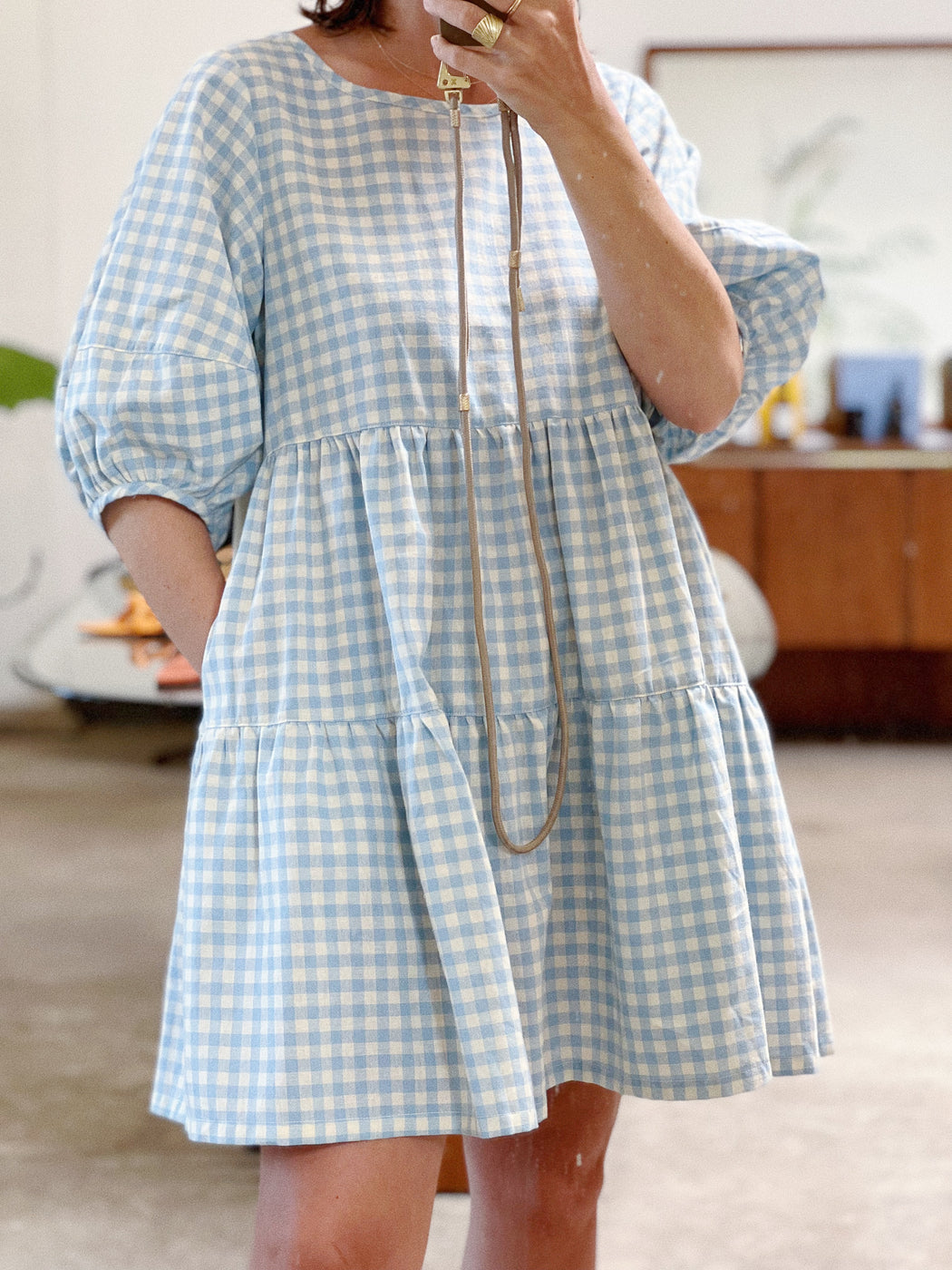 Nati Dress | Butterscotch Sky Gingham