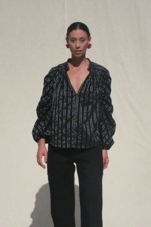 Shell Sleeve Shirt | Black & Silver