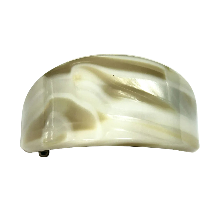 Curved Oval French Pony Barrettes: Golden Onyx