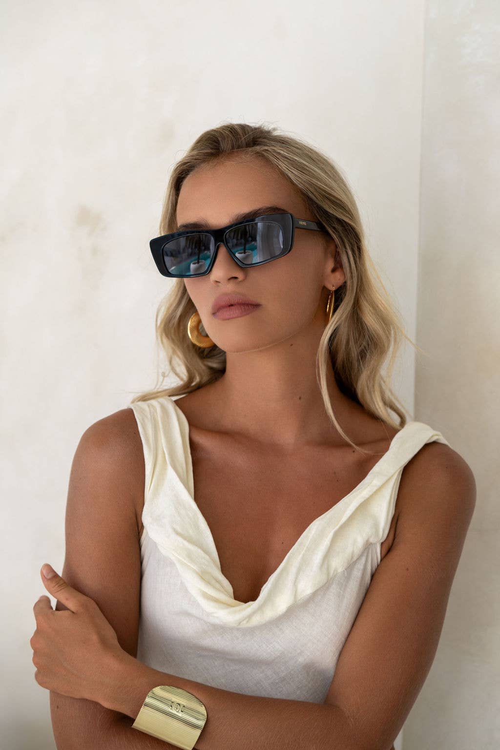 Lexi Acetate Unisex Rectangular Sunglasses : Black