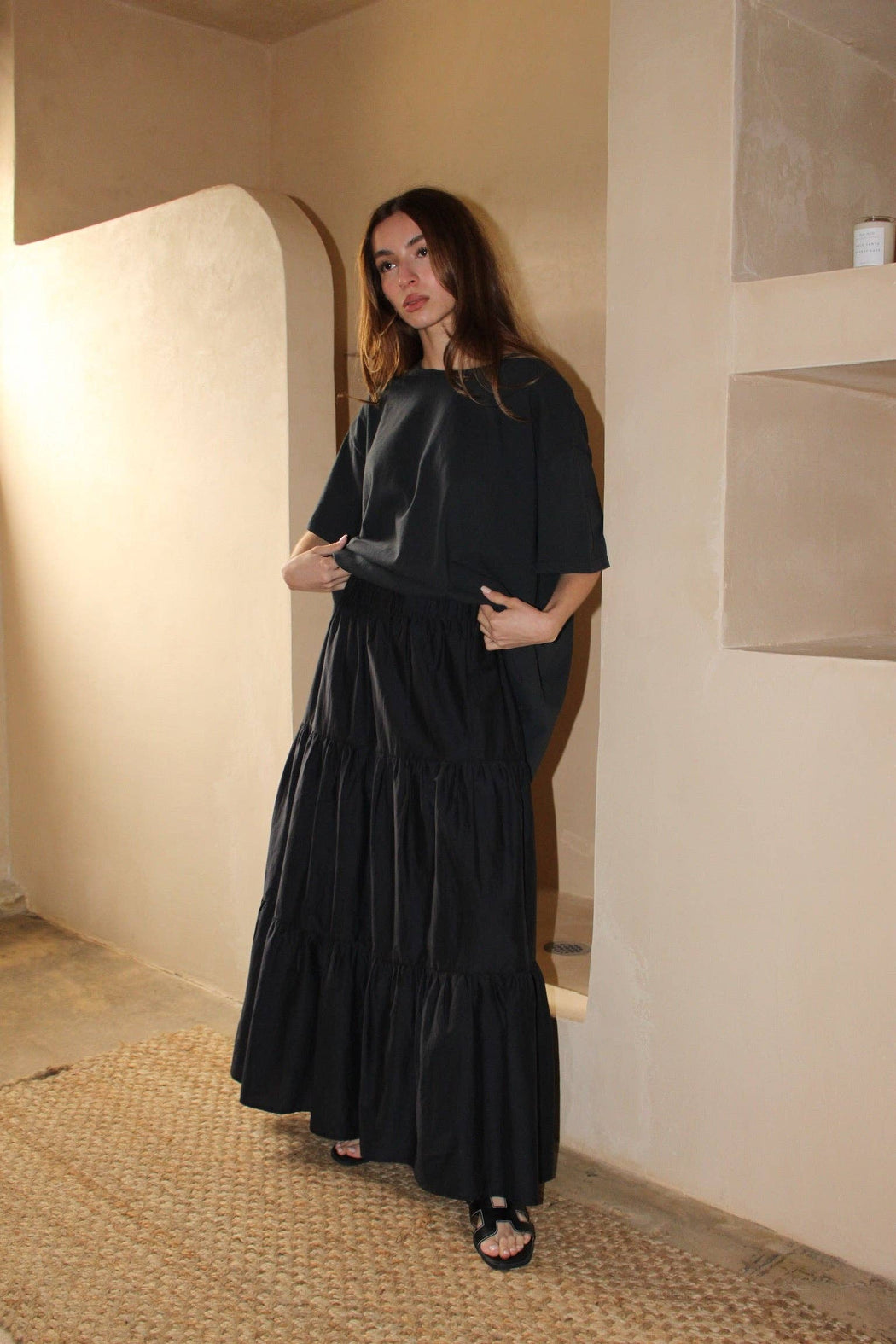 MiMi Silk Cotton Voile Skirt | Black