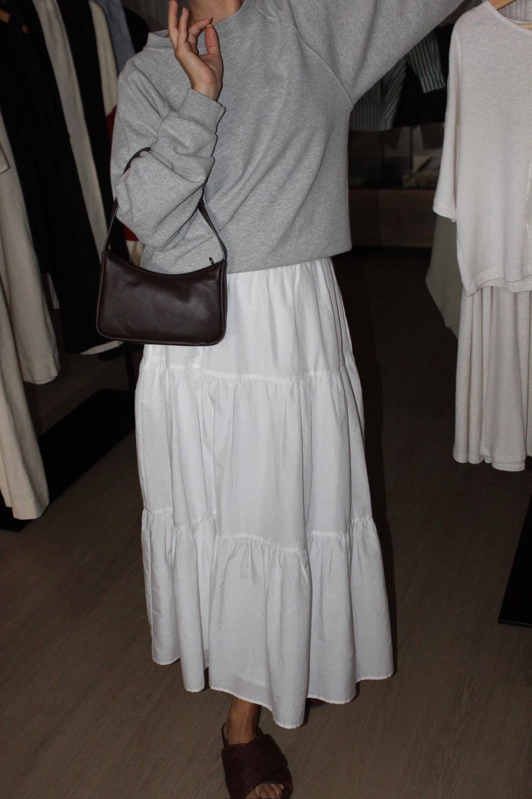 MiMi Silk Cotton Voile Skirt | White