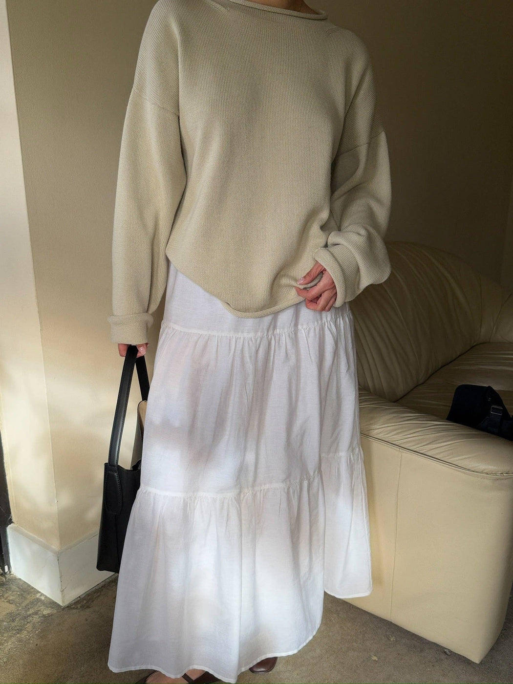 MiMi Silk Cotton Voile Skirt | White