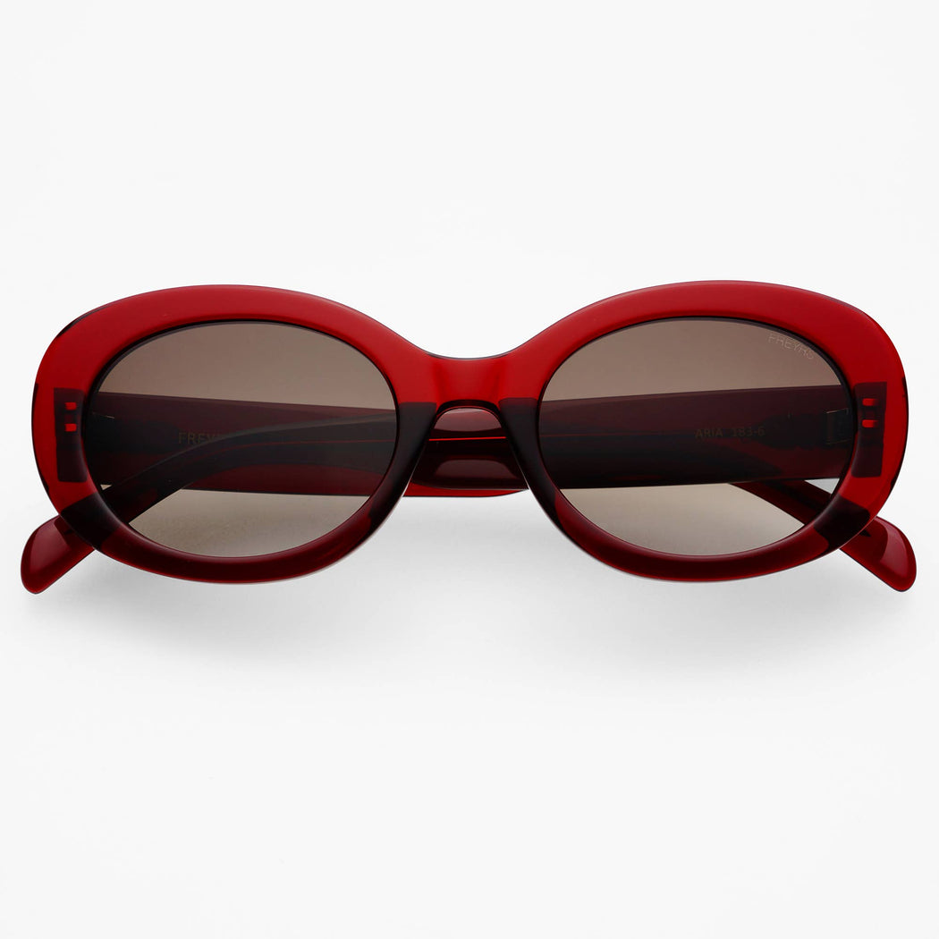 Aria Acetate Womens Oval Sunglasses: Dark Cherry