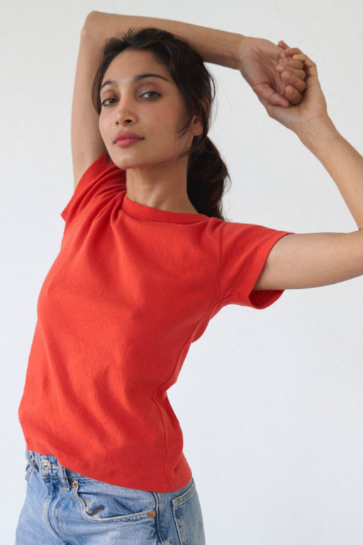 Pointelle Baby Tee | Red