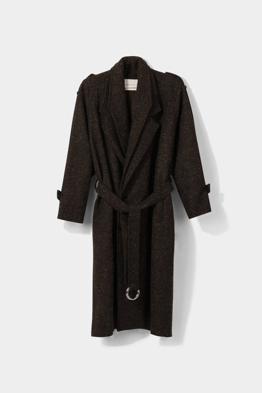 Modern Weaving | Double Collar Overcoat | Chocolate Wooly  Melton | Hazel & Rose | Minneapolis