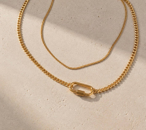 Romy Necklace | Gold Layered Chain Carabiner Necklace