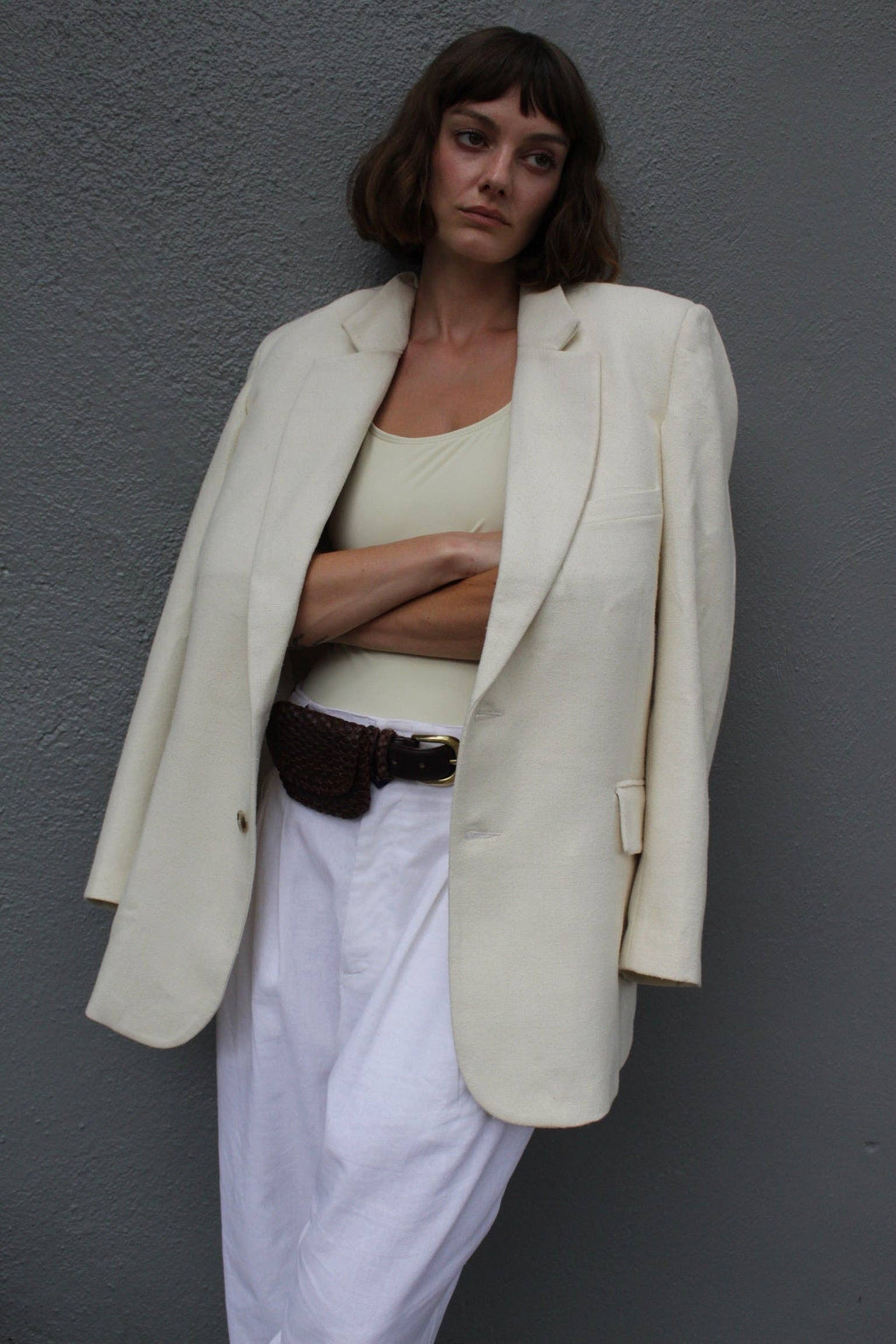 Skyler Woven Silk Blazer | Natural