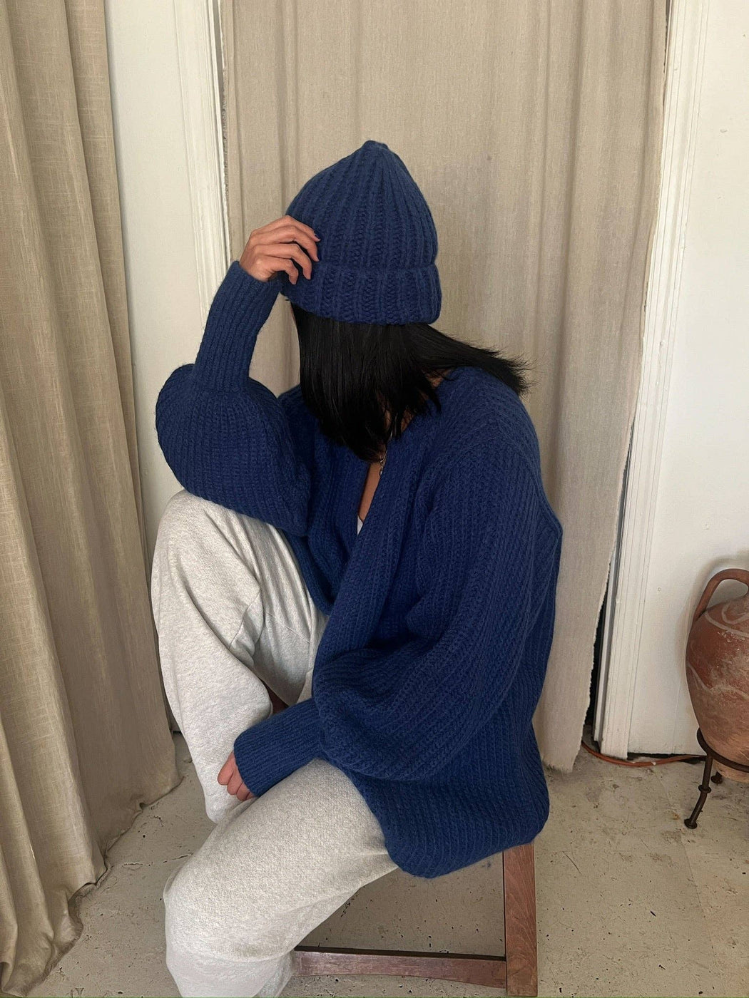 Frankie Knitted Alpaca Hat | Cobalt