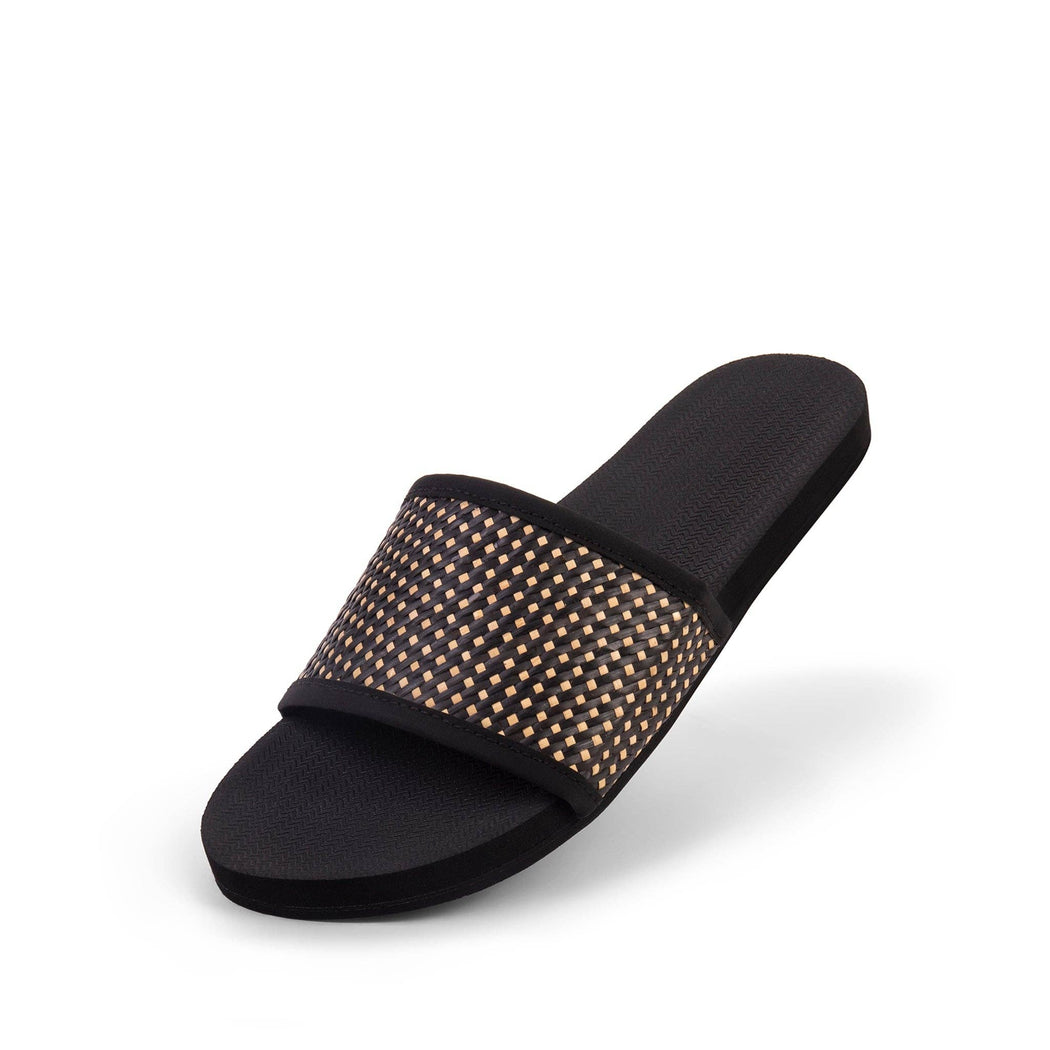 Weave Slides Sandals | Black Batit Dark