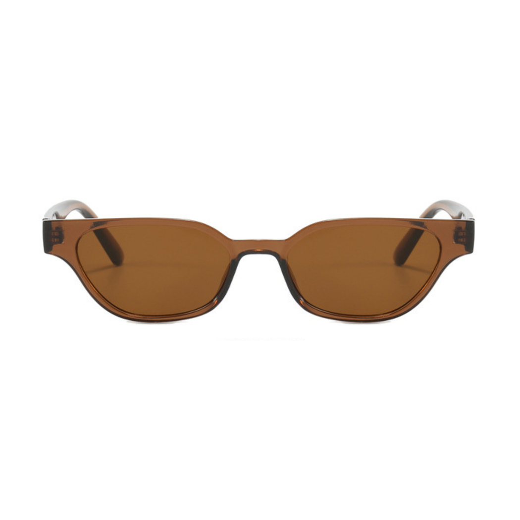 The Jennie - Cola - Petite 90s Rectangular Sunglasses