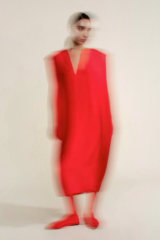 Silk Crepe Sculpt Dress | Crimson (Pre-Order)
