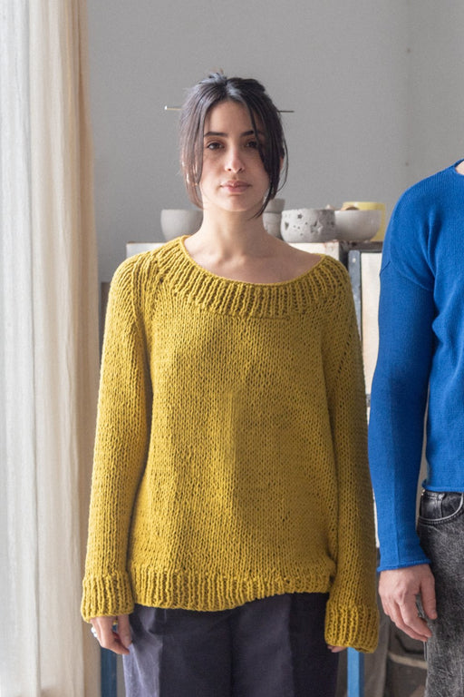 WIDE NECK SWEATER | MUSTARD