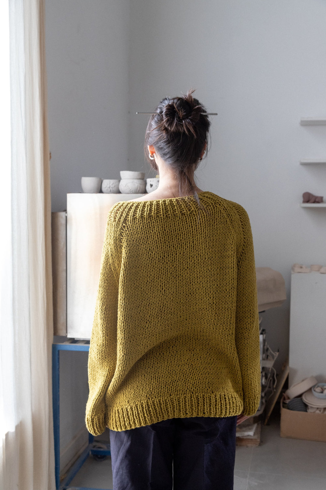 WIDE NECK SWEATER | MUSTARD