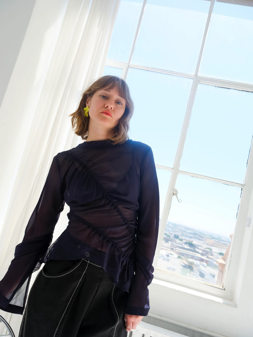 Ripples Shirt | Navy Georgette