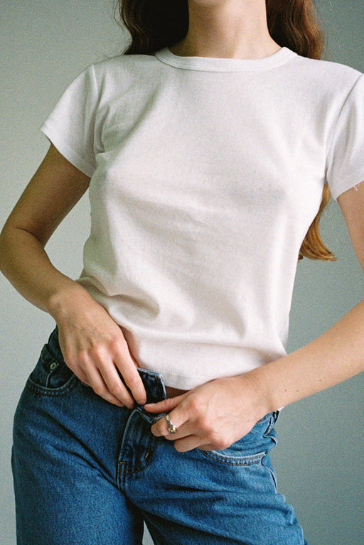 Pointelle Baby Tee | White