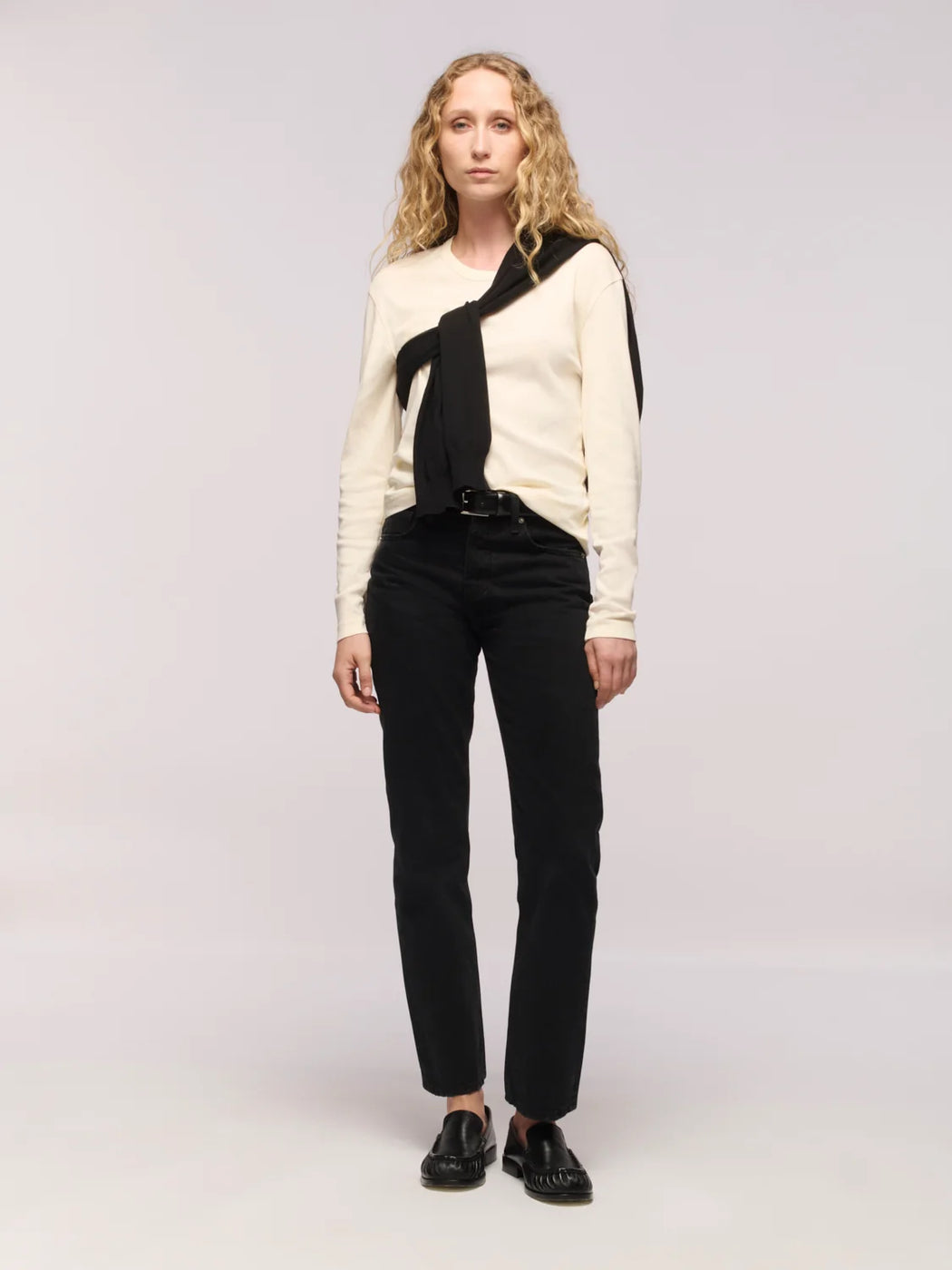 Calla Mid Rise Straight Ankle Jean | One Year Black