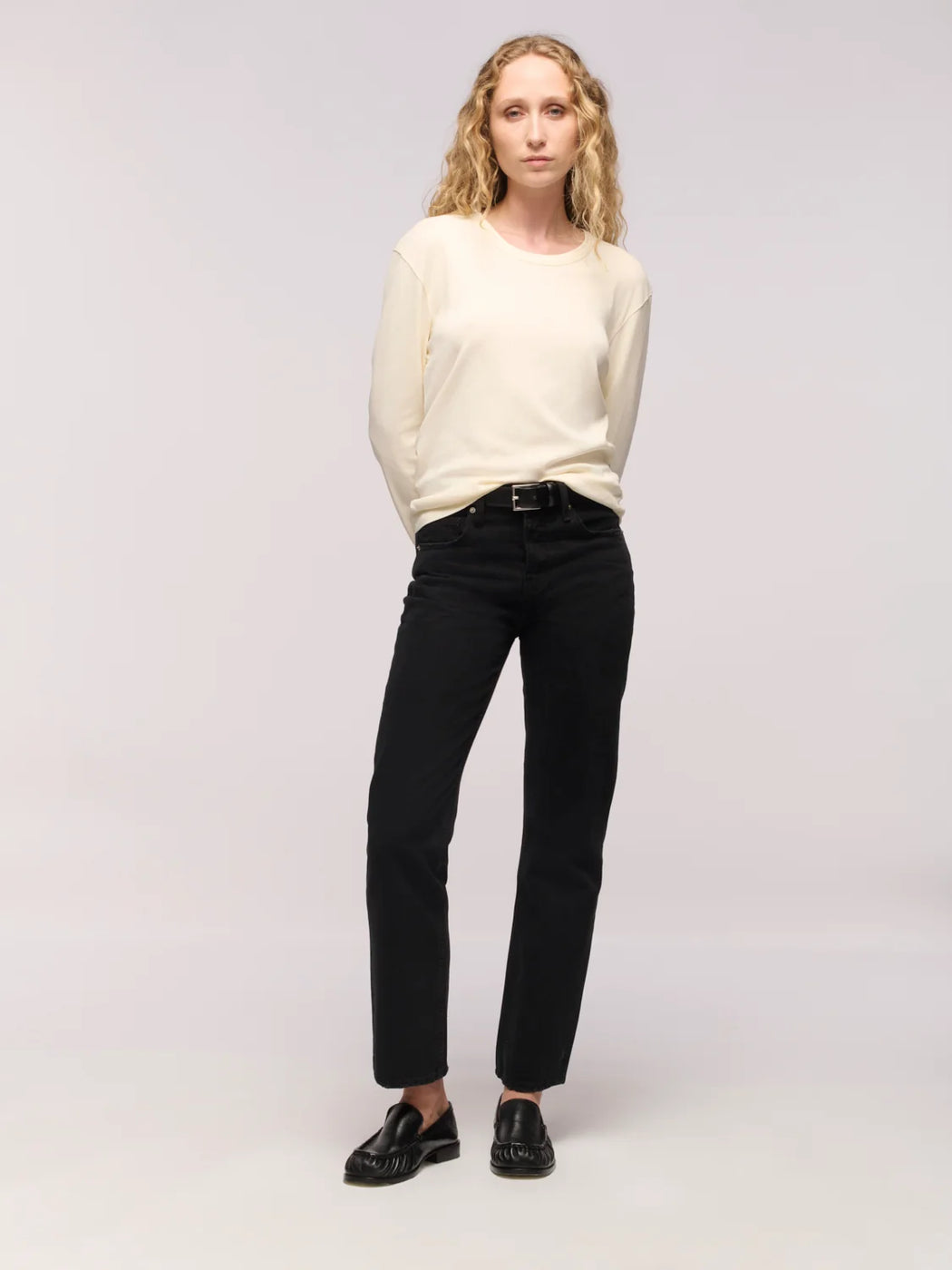Calla Mid Rise Straight Ankle Jean | One Year Black