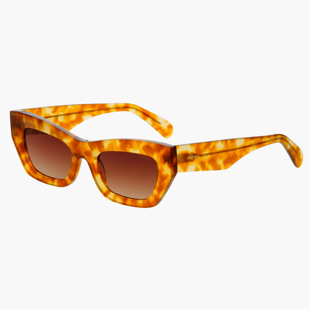 Selina Womens Acetate Cat Eye Sunglasses: Amber Tortoise