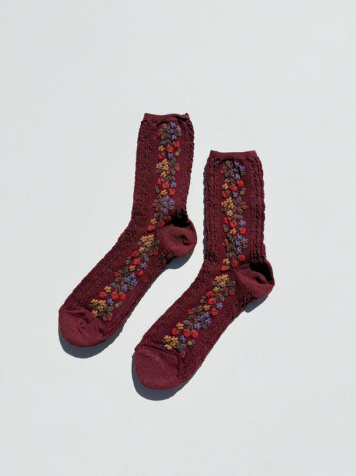 WILD STRAWBERRY SOCKS | Burgundy