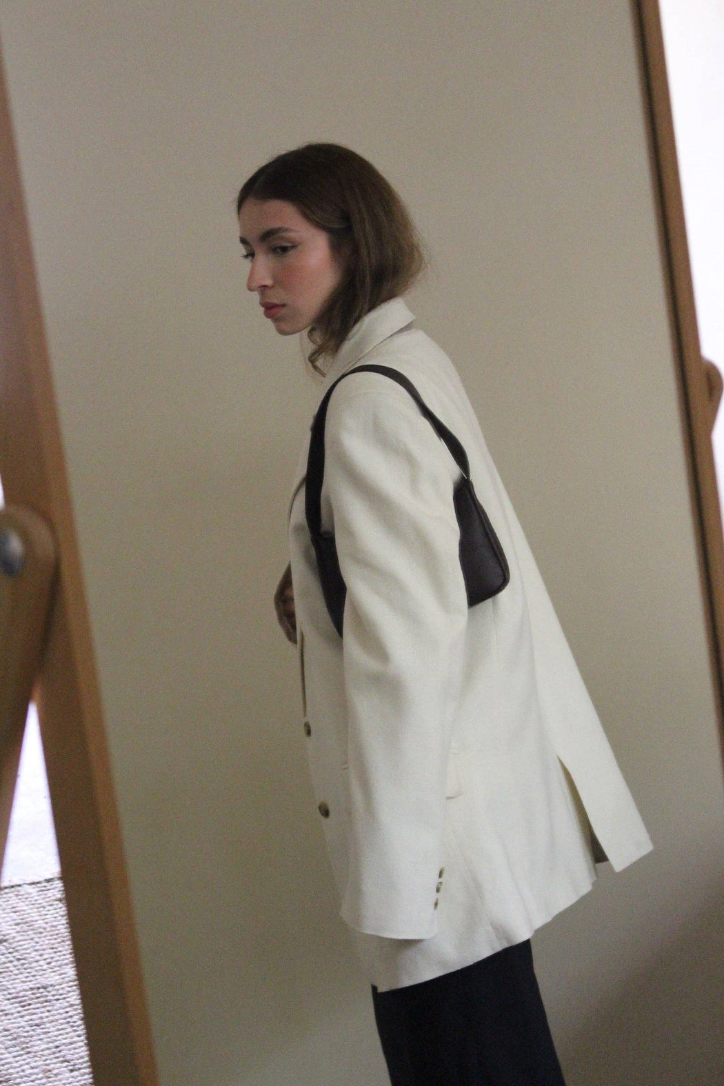 Skyler Woven Silk Blazer | Natural