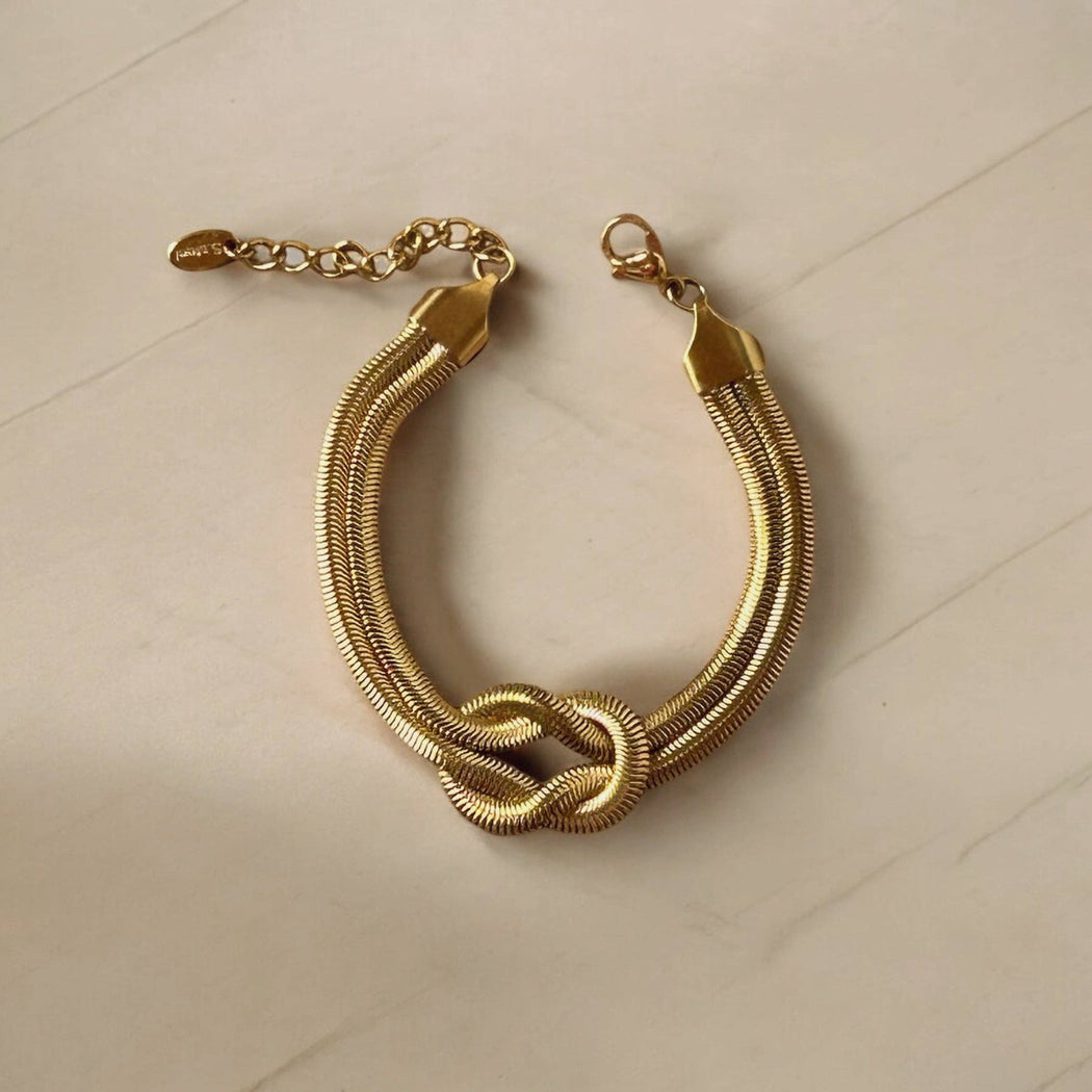 Margot Bracelet | Gold Double Snake Chain Knot Bracelet