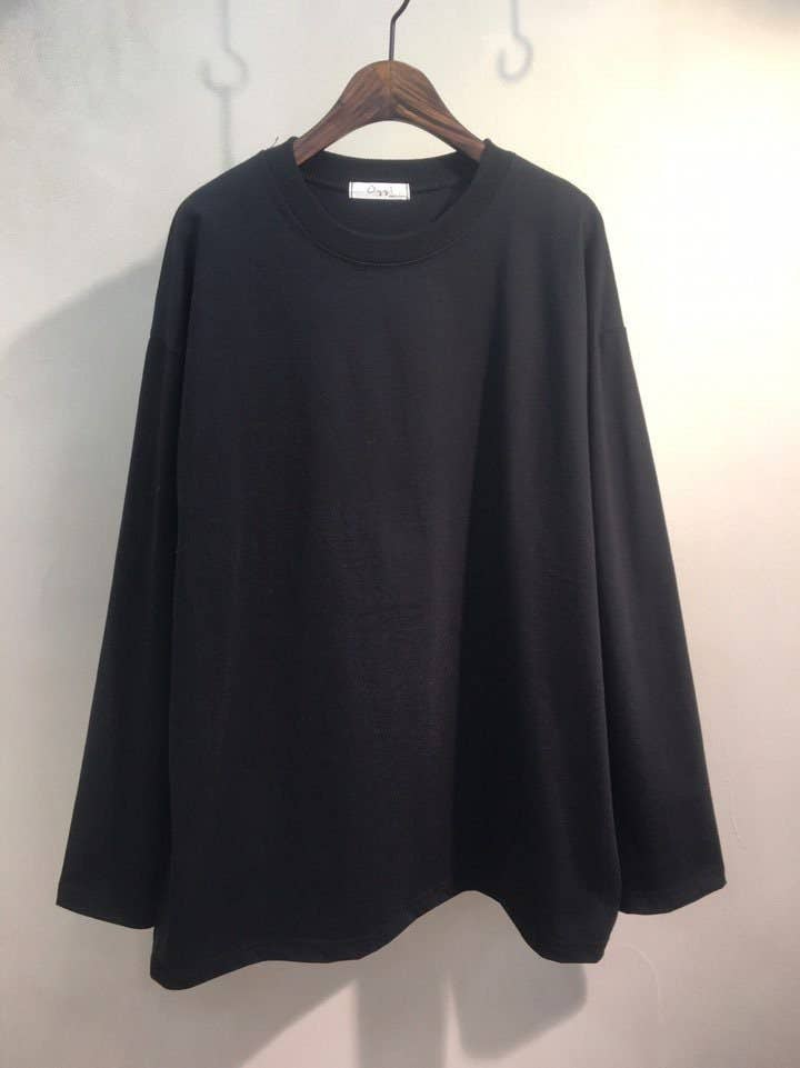 Everyday Soft Basic Cotton Long Sleeve Top | Black