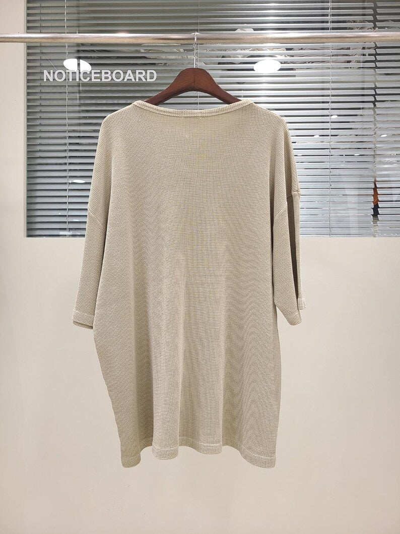 Waffle Texture Cotton Oversized Minimalist Top | Cream