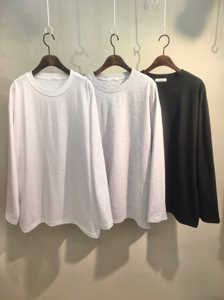 Everyday Soft Basic Cotton Long Sleeve Top | White