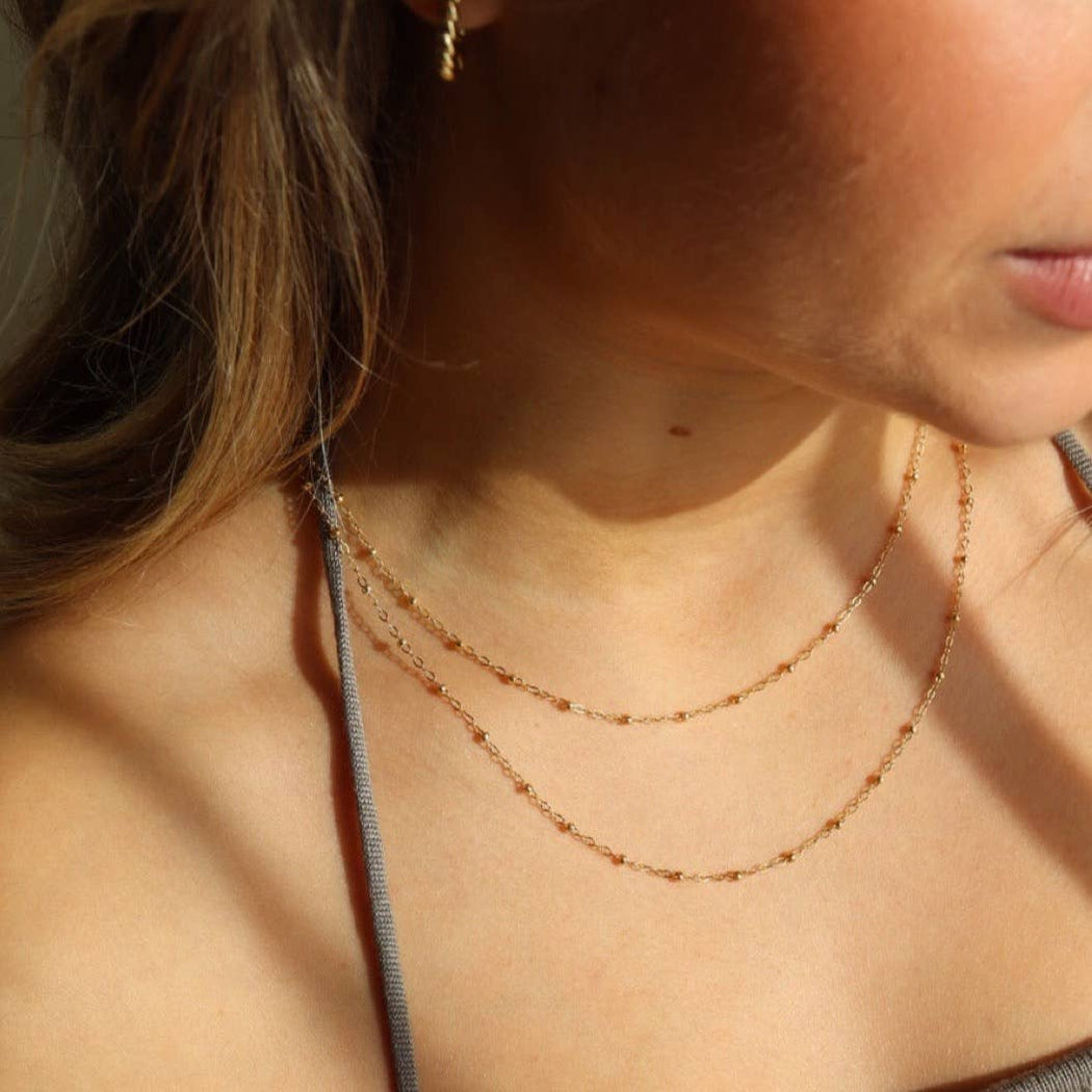Beaded Chain Necklace | 14k Gold Fill or Sterling Silver
